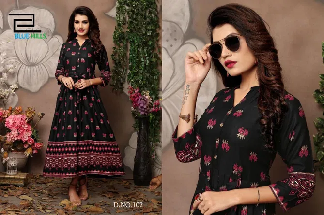 Walkway Vol 1 By Blue Hills Rayon Printed Gown Wholesale In India